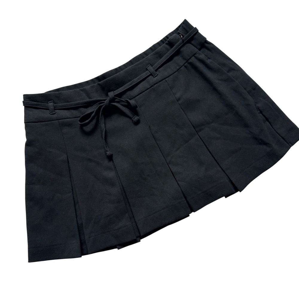 Hollister Mid Rise Pleated Mini Skirt Skort Women Size M Black Grunge Schoolgirl